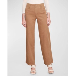 high waist wash casual pant in tapenade