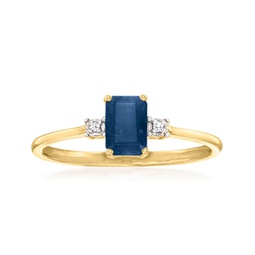 canaria sapphire ring with diamond accents in 10kt yellow gold
