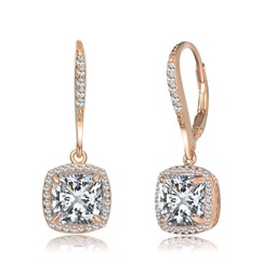 sterling silver with clear round and radiant cubic zirconia drop earrings