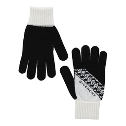 ribbed logo wool gloves