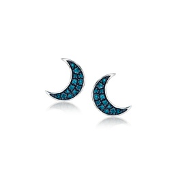 by ross-simons blue diamond moon stud earrings in sterling silver