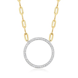 diamond circle paper clip link necklace in 2-tone sterling silver