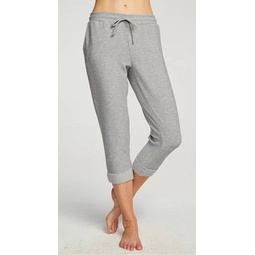 rpet cozy knit cropped roll hem jogger in heather grey