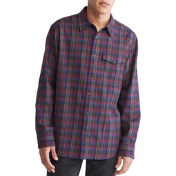 big & tall mens flannel collared button-down shirt
