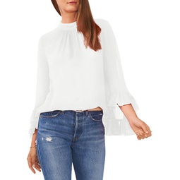 womens stand up collar lined blouse