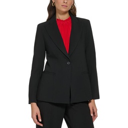 petites womens notch collar suit separate one-button blazer