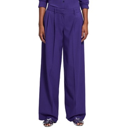 low rise pleated wool-blend pant