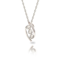 sterling silver three stone natural diamond necklace with adjustable 18”-20” rope chain