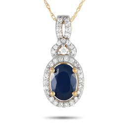 lb exclusive 14k yellow gold 0.15ct diamond and sapphire necklace pd4-15738ysa
