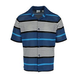 perforated striped short-sleeve shirt