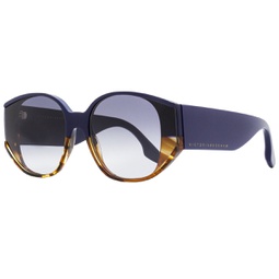 womens oval sunglasses vb605s 415 navy/brown 52mm