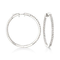 diamond inside-outside hoop earrings in sterling silver