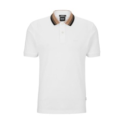 cotton-piqu slim-fit polo shirt with striped collar