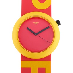 Swatch 45 mm Poptastic Red and Yellow Watch PNJ100