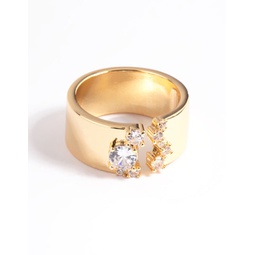 gold plated cubic zirconia open front ring