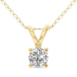 lab grown 1/2 carat diamond solitaire pendant in 14k yellow gold (f-g color, vvs1-vvs2 clarity)