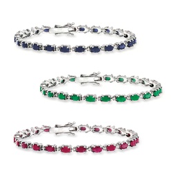 multi-gemstone and diamond-accented jewelry set: 3 bracelets in sterling silver