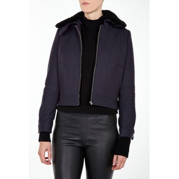 military bomber jacket in navy blue