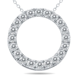 1 carat tw diamond circle pendant in 10k white gold
