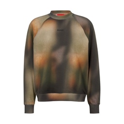 cotton-terry sweatshirt with bleach-effect camouflage print
