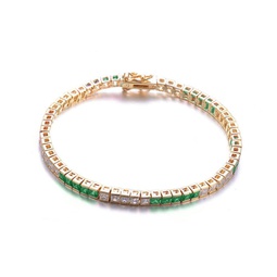 sterling silver 14k yellow gold plated with colored cubic zirconia 5x5 accent bracelet