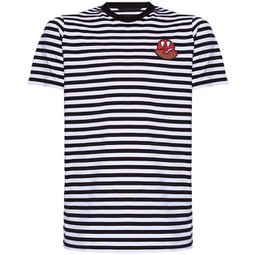 striped logo patch t- shirt in black/white