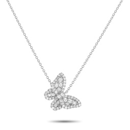 lb exclusive 18k white gold 0.56ct diamond butterfly necklace ank-18323