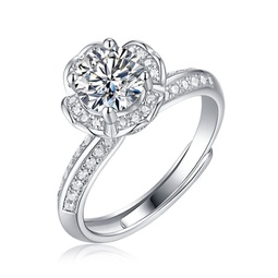 sterling silver with 2ctw lab created moissanite tulip pave engagement adjustable ring