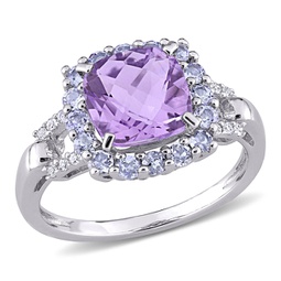 2 1/3ct tgw amethyst tanzanite and diamond accents ring in sterling silver