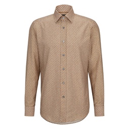 regular-fit shirt in printed cotton twill