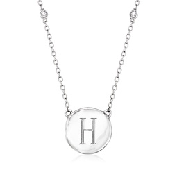 by ross-simons sterling silver personalized disc and diamond station necklace