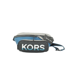 cooper large blue multi leather embroide logo utility belt womens bag