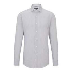 slim-fit shirt in striped performance-stretch fabric