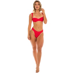london banded cheeky bikini bottom - amore red paisley