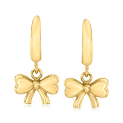 canaria 10kt yellow gold bow huggie hoop drop earrings