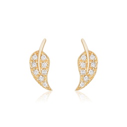 diamond leaf earrings yellow gold