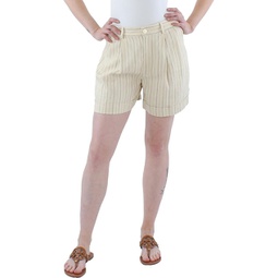 womens linen blend striped casual shorts