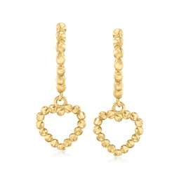 canaria 10kt yellow gold huggie hoop earrings with heart drops