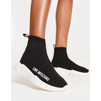 womens sock trainer sneakers with platform sole in black
