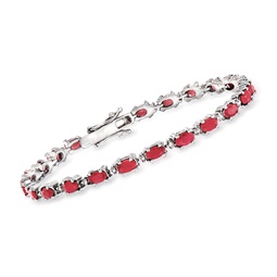 ruby bracelet with diamond accents in sterling silver