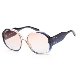 ferragamo womens sf943s-6018083 fashion 60mm grey rose gradient sunglasses