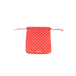 red white polka dot fully lined fabric drawstring pouch bag