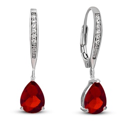 sterling silver white gold plated with colored cubic zirconia teardrop earrings
