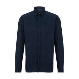 slim-fit shirt in stretch-linen chambray