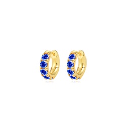 daniela gold huggie hoop sapphire blue zirconia earrings
