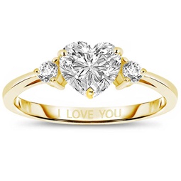 sterling silver 14k yellow gold plated with 1.25ctw lab created moissanite heart ring