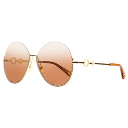 womens round sunglasses ch0067s 002 gold/havana 61mm