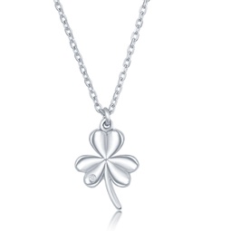 sterling silver 0.0075cttw diamond three leaf clover necklace