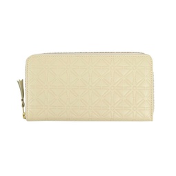 leather star embossed wallet - cream