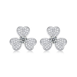 sv sterling silver with 0.25ctw lab created moissanite blooming flower petal stud earrings